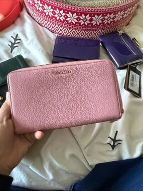 Ted Baker Blush Pink Pebbled Zip Wallet
